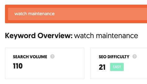 watch maintenance keyword research example